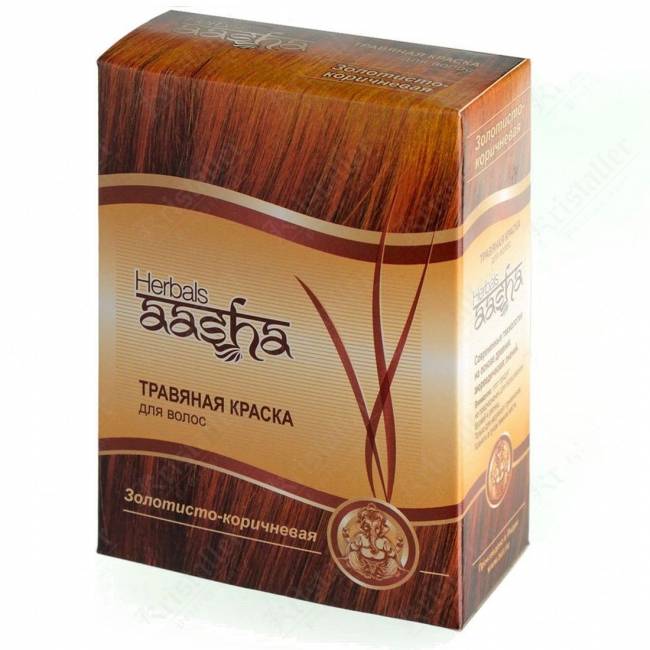 Травяная краска для волос на основе индийской хны, Aasha Herbals, золотисто-коричневый Травяная краска для волос на основе индийской хны, Aasha Herbals, золотисто-коричневый